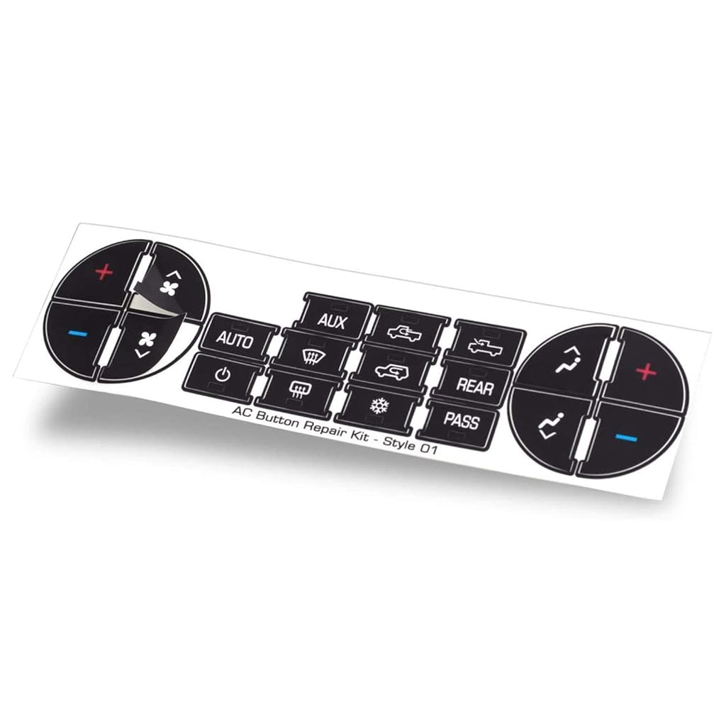 ZIBUYU AC Dash Button Sticker Repair Kit, 19 Dashboard Button Icon Sticker Replacement Decal for Fixing Ruined Faded A/C Control Buttons, Fits 07-14 GM Vehicles Car SUV Truck Accessories ZIBUYU AC Dash Button Sticker Repair Kit, 19 Dashboard Button Icon Sticker Replacement Decal for Fixing Ruined Faded A/C Control Buttons, Fits 07-14 GM Vehicles Car SUV Truck Accessories